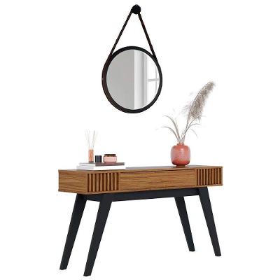 Aparador Com Espelho 67Cm C05 Preto/Noce Milano