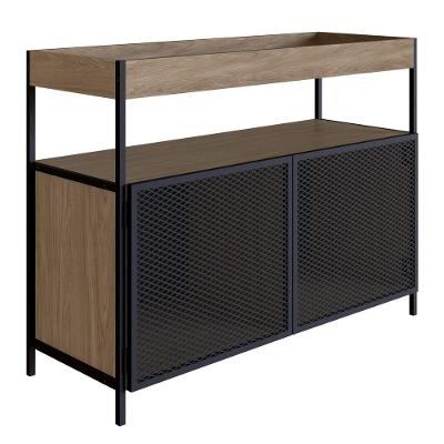 Balcão Buffet 2 Portas Pés Metálicos York Hanover/Preto