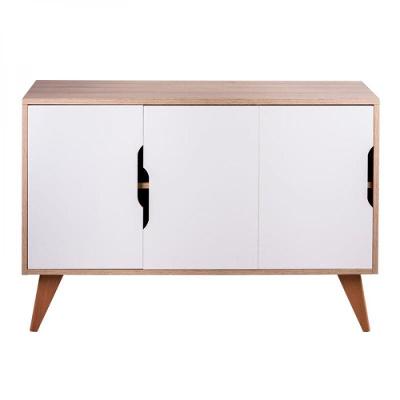 Buffet Aparador Com 3 Portas Murano Carvalho E Branco