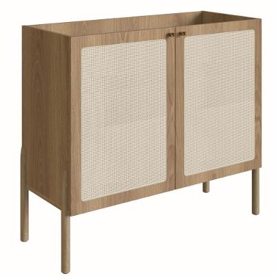 Balcão Bar Buffet Oslo Artesano 93 Cm (Largura) Mdp Mel Palha  Com Duas Portas Base Madeira