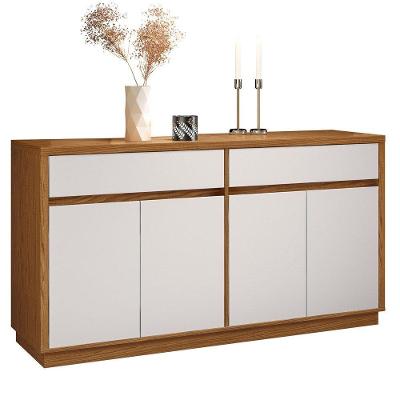 Aparador Buffet 4 Portas 2 Gavetas 100% Mdf Ypê e Off White