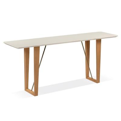 Aparador Roma 180 Cm Tampo De Madeira Off White Base Madeira Amêndoa Metalizada Dourado