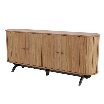 Balcão Buffet Curvo 180Cm D03 Freijó Preto Fosco