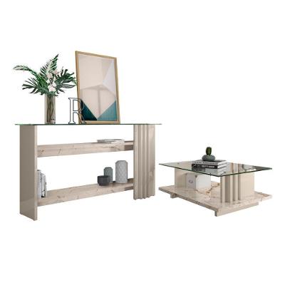 Conjunto Aparador E Mesa De Centro Kassia Calacata Off-white