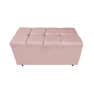 Calçadeira Estofada Manchester 90cm Solteiro Suede Rosê