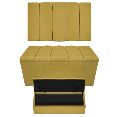 Kit Cabeceira E Calçadeira Sevilha P02 90 Cm Solteiro Suede - Doce Sonho Móveis