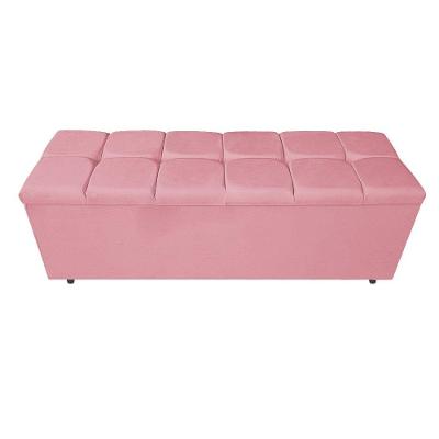 Calçadeira Estofada Manchester 160cm Queen Size Suede Rosa Bebê