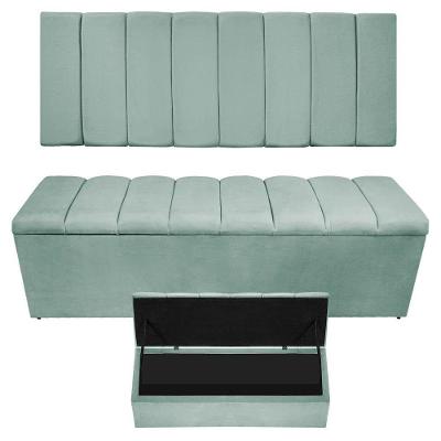 Kit Cabeceira E Calçadeira Sevilha P02 160 Cm Queen Size Linho - Doce Sonho Móveis