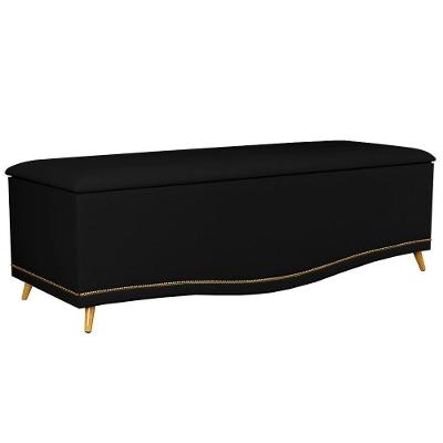Calçadeira Baú Casal 140Cm Corano Preto