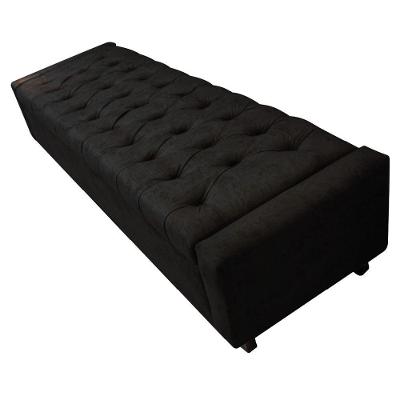 Calçadeira Baú Queen Everest P02 160cm Para Cama Box Suede Preto