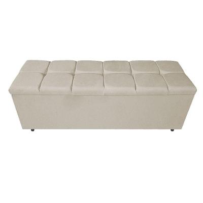 Calçadeira Estofada Manchester 140cm Casal Suede Bege