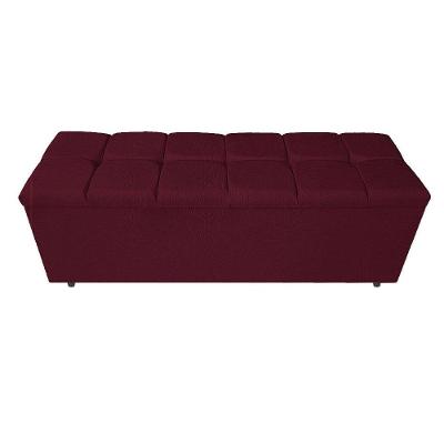 Calçadeira Estofada Manchester 140cm Casal Suede Bordô