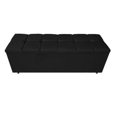 Calçadeira Estofada Manchester 140cm Casal Suede Preto