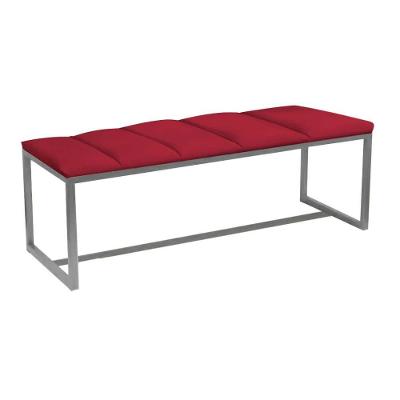 Recamier Industrial 140Cm Casal Cama Ferro Prata Corino Vermelho - Ahazzo Móveis