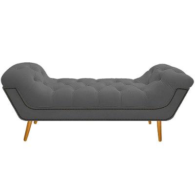 Calçadeira estofada Veneza 195 Cm King Size Linho Chumbo