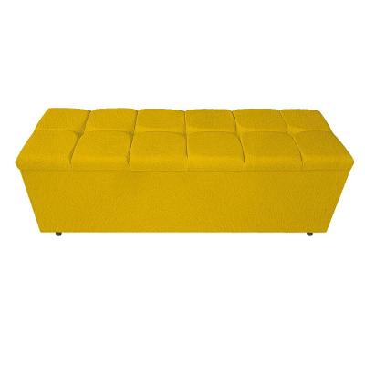 Calçadeira Estofada Manchester 140cm Casal Suede Amarelo