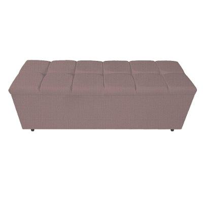 Calçadeira Estofada Manchester 140cm Casal Linho Rosê