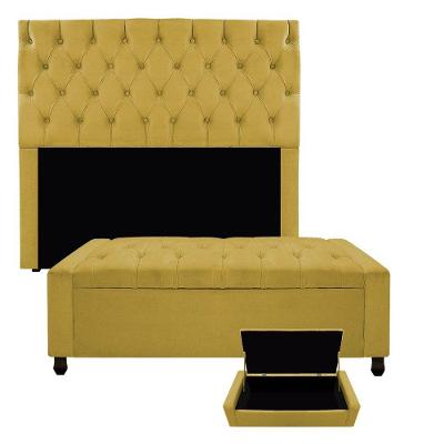Kit Cabeceira E Calçadeira Liz P02 160 Cm Queen Size Suede