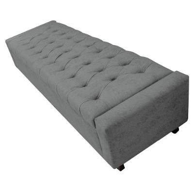Calçadeira Baú King Everest P02 195cm Para Cama Box Corano Cinza