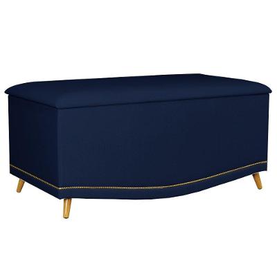 Calçadeira Baú Solteiro 90Cm Suede Azul