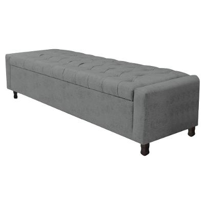 Calçadeira Baú Queen Everest P02 160cm Para Cama Box Corano Cinza