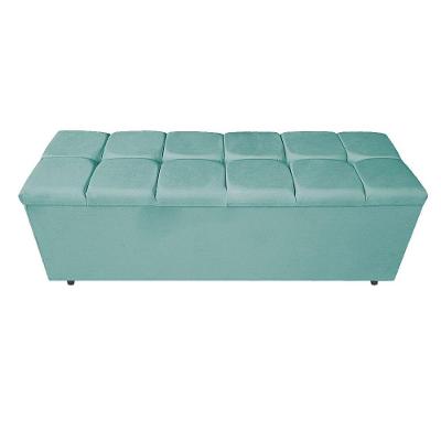 Calçadeira Estofada Manchester 140cm Casal Suede Azul Tiffany