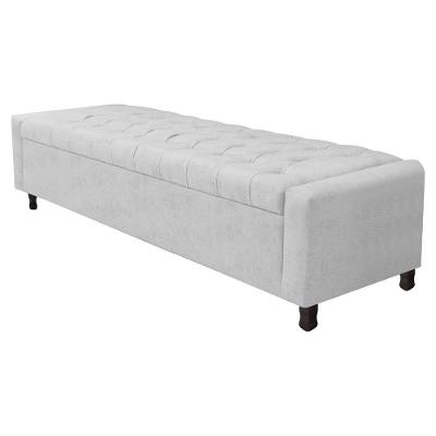 Calçadeira Baú Casal Everest P02 140cm Para Cama Box Corano Branco