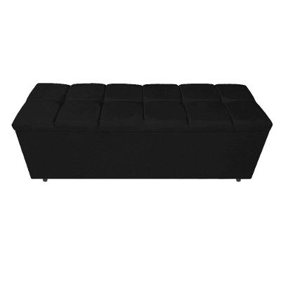 Calçadeira Estofada Manchester 195 Cm King Size Corano Preto