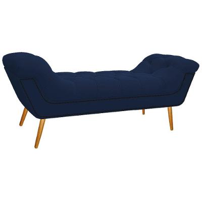 Calçadeira Estofada Veneza 160cm Suede Azul Marinho