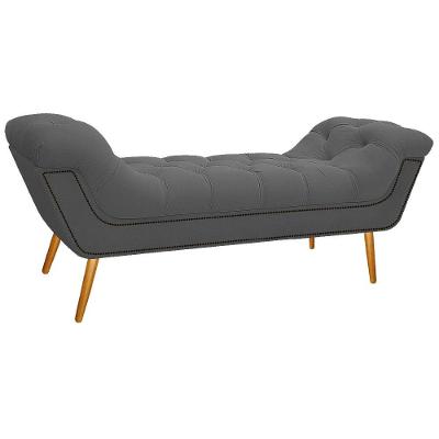 Calçadeira Estofada Veneza 160cm Suede Cinza
