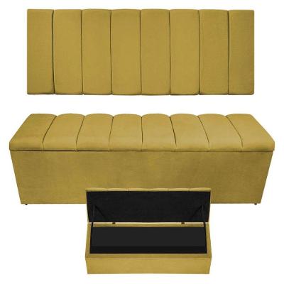 Kit Cabeceira E Calçadeira Sevilha P02 140 Cm Casal Suede