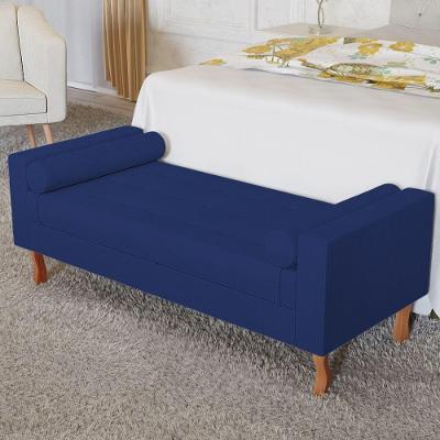 Recamier Baú Félix Solteiro 100cm Suede Azul Marinho