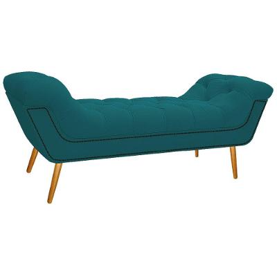 Calçadeira Estofada Veneza 160cm Suede Azul Turquesa