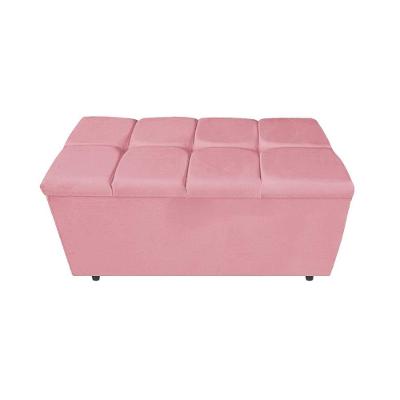 Calçadeira Estofada Manchester 90 Cm Solteiro Suede Rosa Bebê