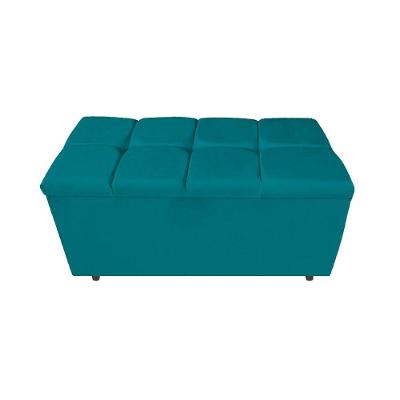 Calçadeira Estofada Manchester 90cm Solteiro Suede Azul Turquesa