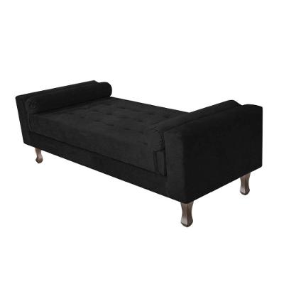 Recamier Baú Félix Solteiro 100cm Suede Preto