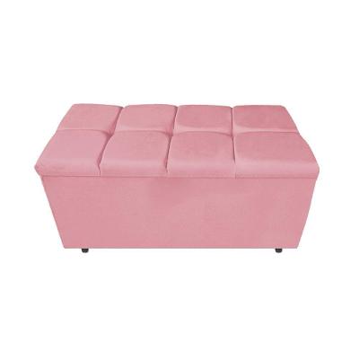 Calçadeira Estofada Manchester 90Cm Solteiro Suede Rosa Bebê