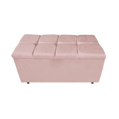 Calçadeira Estofada Manchester 90 Cm Solteiro Suede Rosê