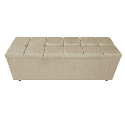 Calçadeira Estofada Manchester 195 Cm King Size Linho Bege