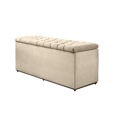 Calçadeira Baú Vanfer Casal 140cm Suede Bege