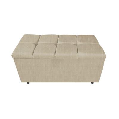 Calçadeira Estofada Manchester 90 Cm Solteiro Linho Bege