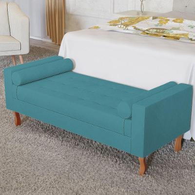 Recamier Baú Félix Solteiro 100cm Suede Azul Turquesa