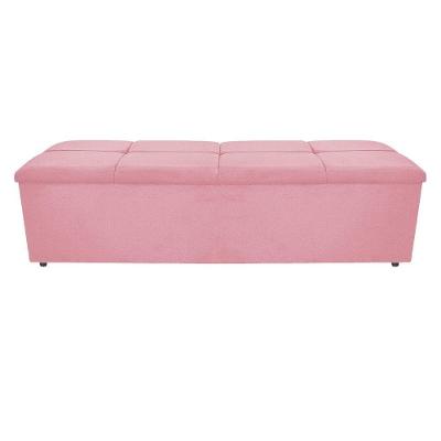 Calçadeira Munique 195cm King Size Suede Rosa Bebê