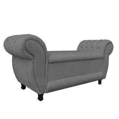 Recamier com Baú Grécia Suede Grafite