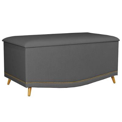 Calçadeira Baú Solteiro 90Cm Imperial J02 Suede Chumbo