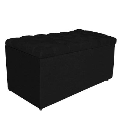 Calçadeira estofada 90 Cm Solteiro Corano Preto