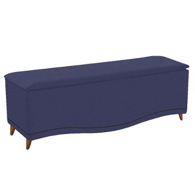 Calçadeira Yasmim 160cm Queen Size Corano Azul Marinho