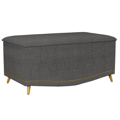 Calçadeira Baú Solteiro 90cm Imperial J02 Linho Grafite