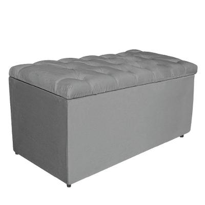 Calçadeira Liverpool 90cm Solteiro Suede Cinza