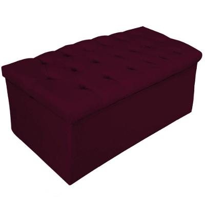 Calçadeira Baú estofada Mel 90 Cm Solteiro com Capitonê Suede Bordô